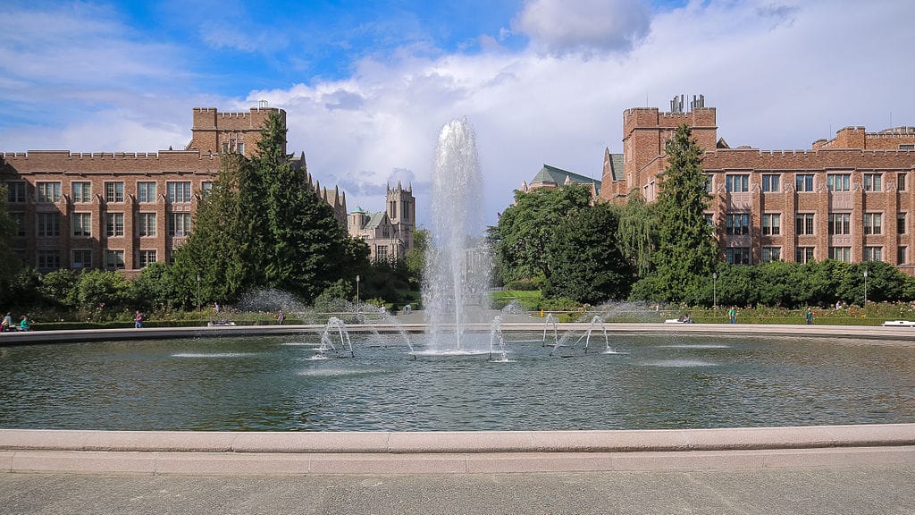 Drumheller fountain on the campus of the University of Washington.
