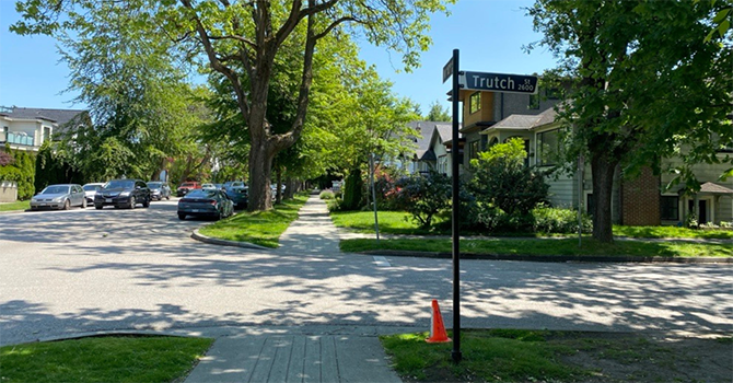 View of Trutch Street and street sign