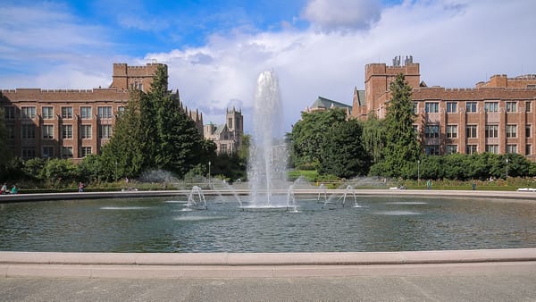 Drumheller fountain on the campus of the University of Washington.