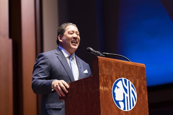 Seattle mayor Bruce Harrell gives a speech.