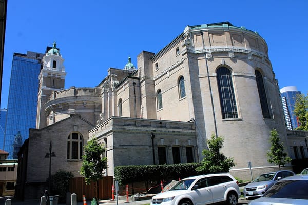 A view of Seattle's St James Cathedral, the city's largest Catholic Church.