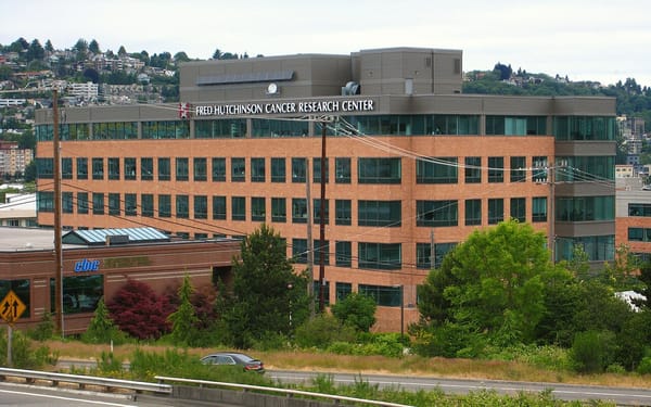 A view of the Fred Hutch Cancer Research Center building in Seattle